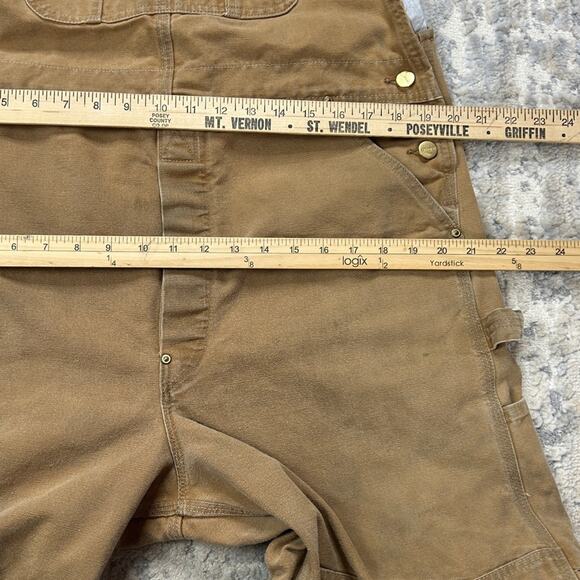 Vintage Carhartt Brown Duct Bib Overalls 1996 Union Made 38x32 6FB - Picture 8 of 8